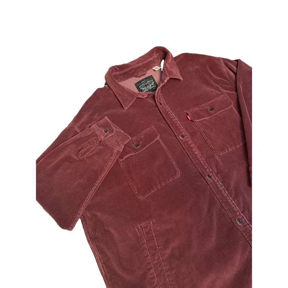 Levi's Mens Relaxed Fit Western Shirt XXL Corduroy Jacket Button Up Work Cowboy